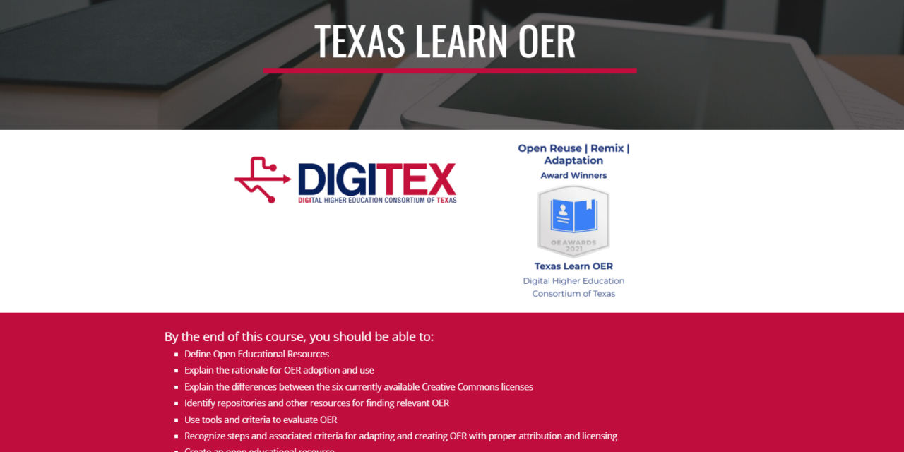 OER training program developed by ACC Librarian with DigiTex receives international recognition