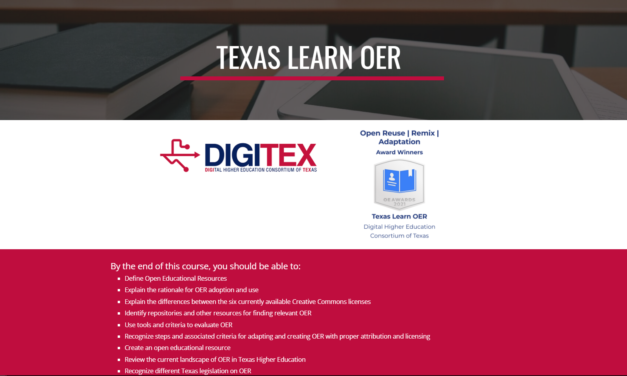 OER training program developed by ACC Librarian with DigiTex receives international recognition