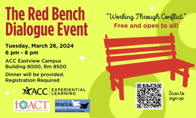 Join Us March 26 for The Red Bench Dialogue “Working through Conflict”