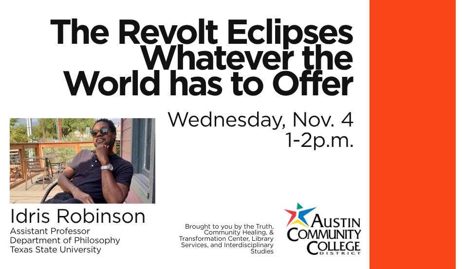 Engage With Author Idris Robinson at ACC’s Upcoming Author Talk on Nov. 4